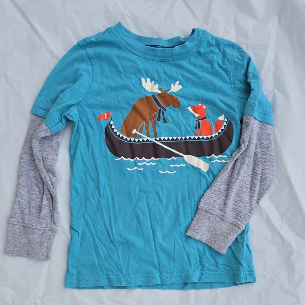Carters Boys Blue Long-Sleeve Moose & Fox Canoe Tee